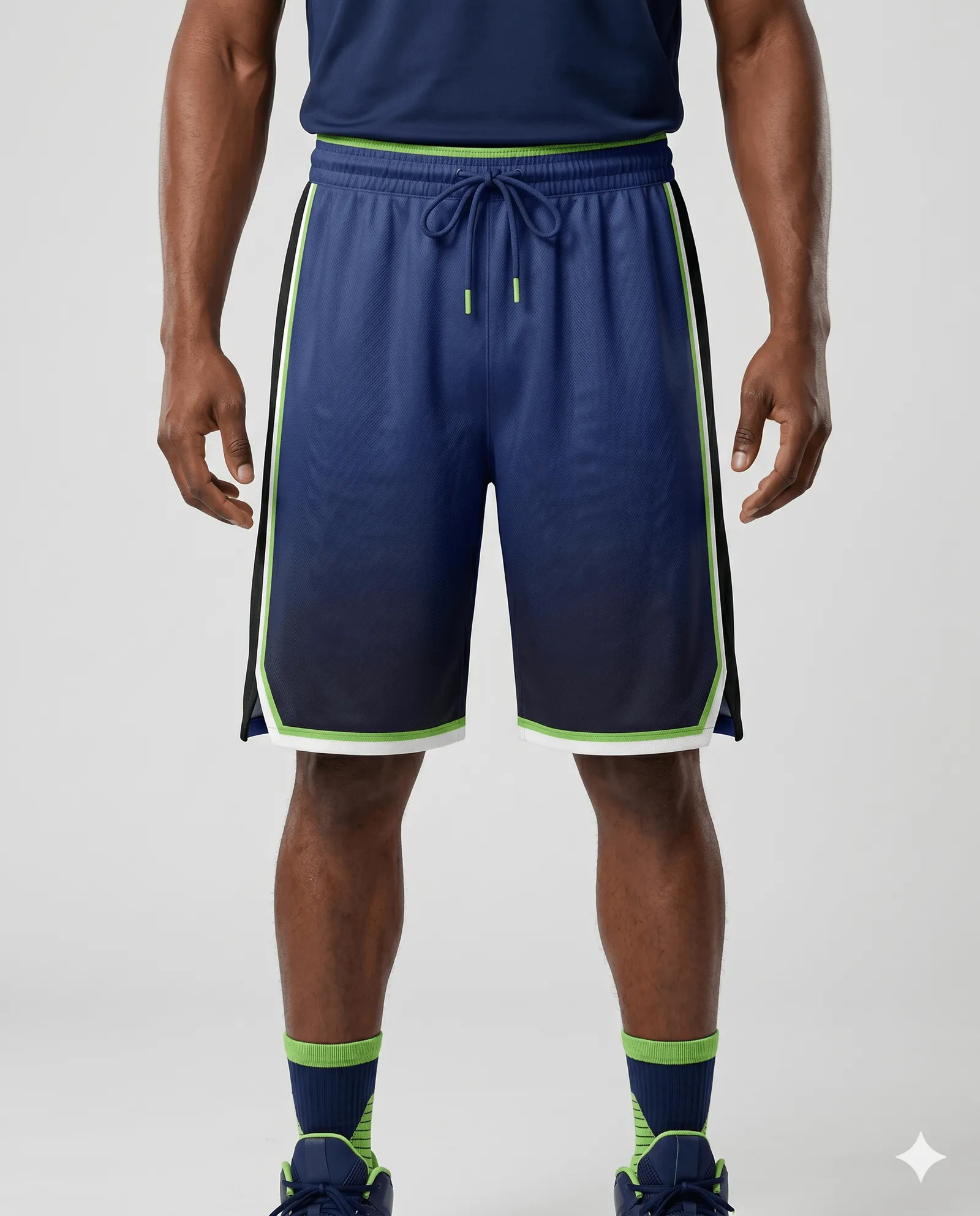 Men's Navy Green Basketball Shorts