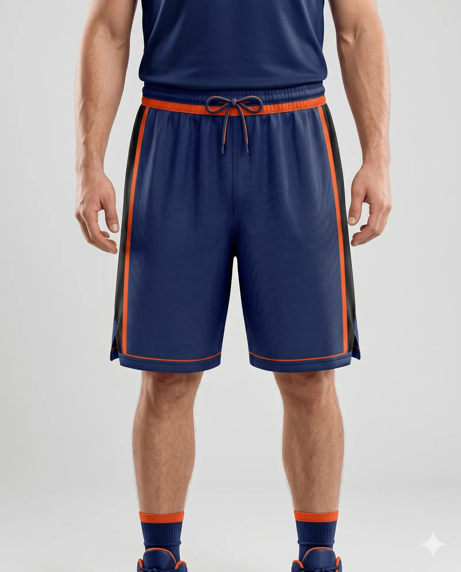 Men's Navy Orange Basketball Shorts