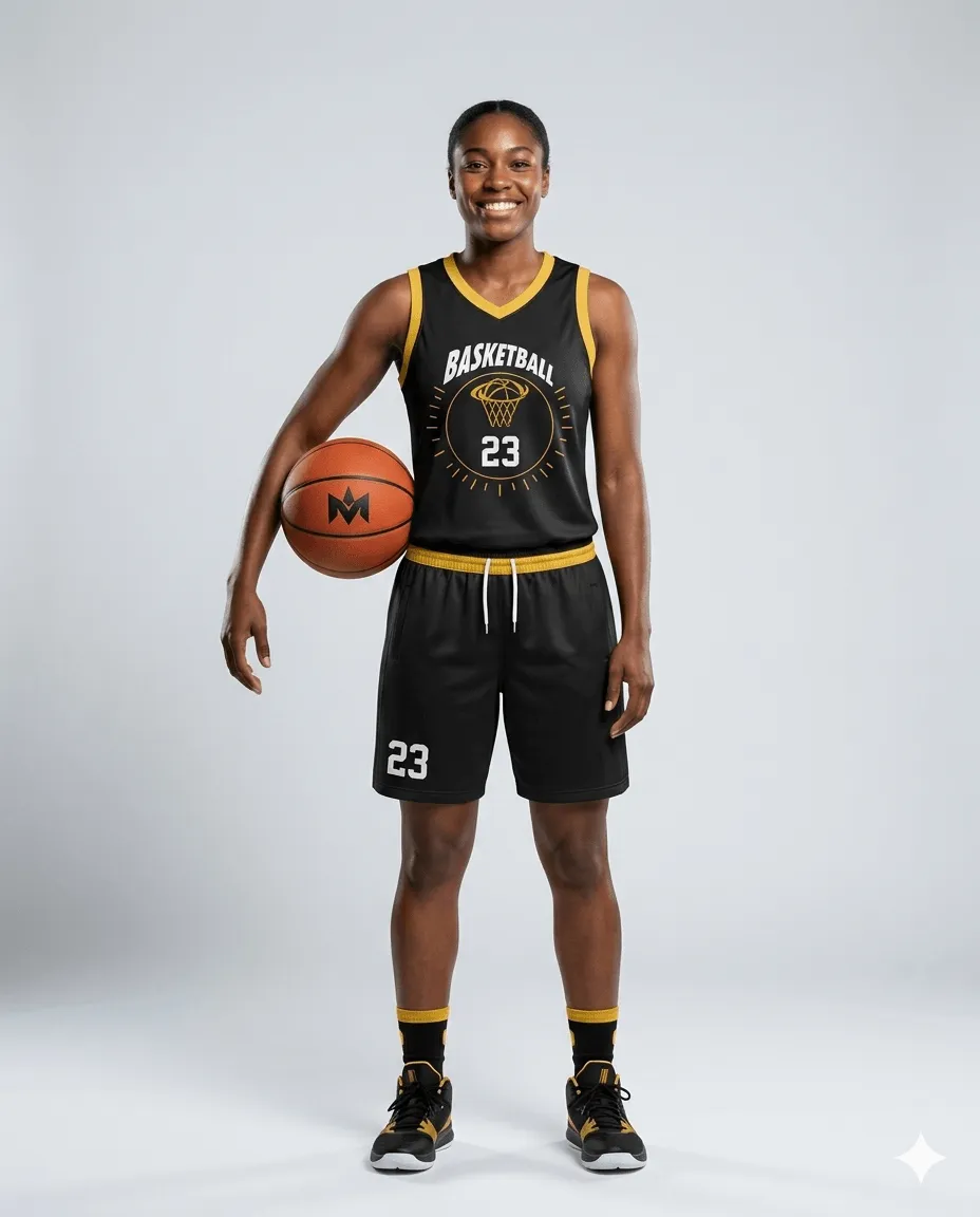 Women's Black Golden Hoop Basketball Set