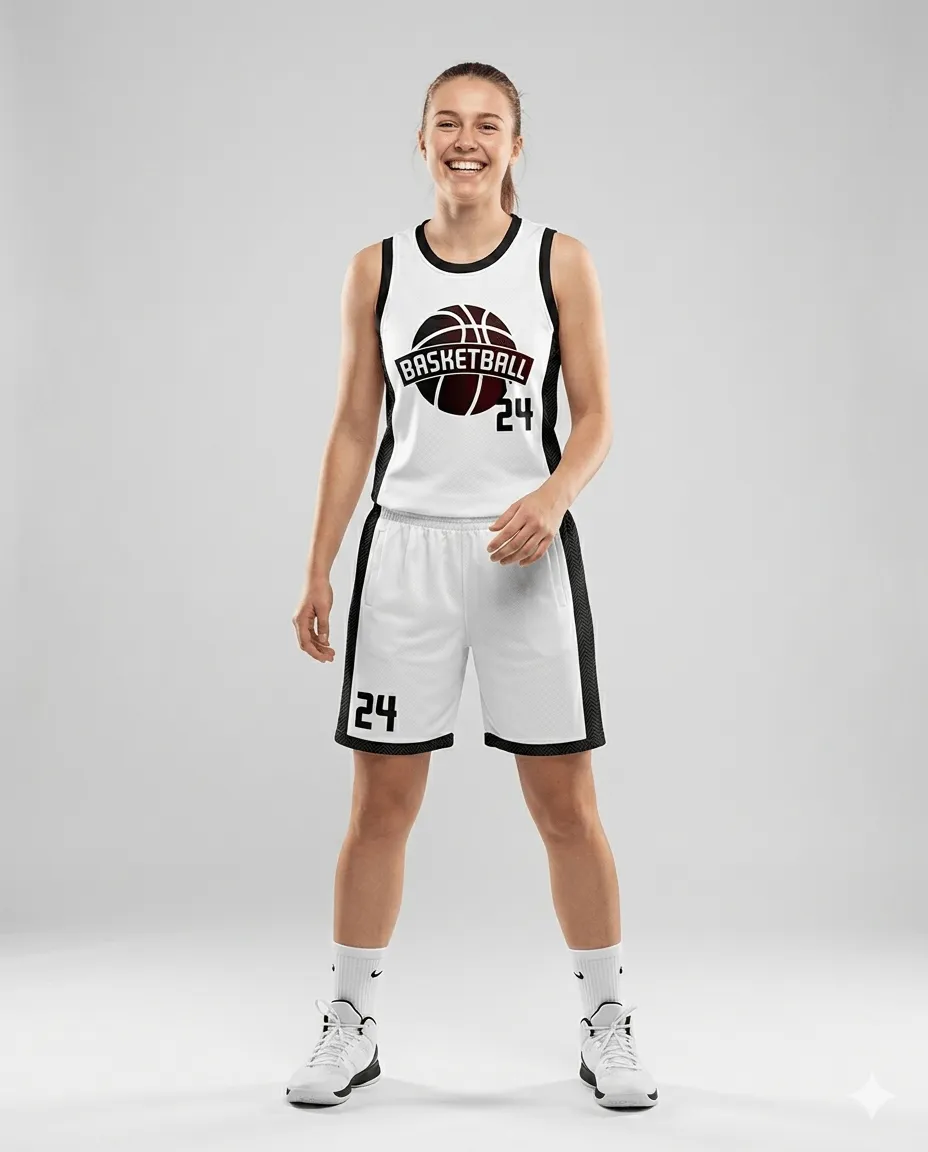 Women's White Classic Court Basketball Set