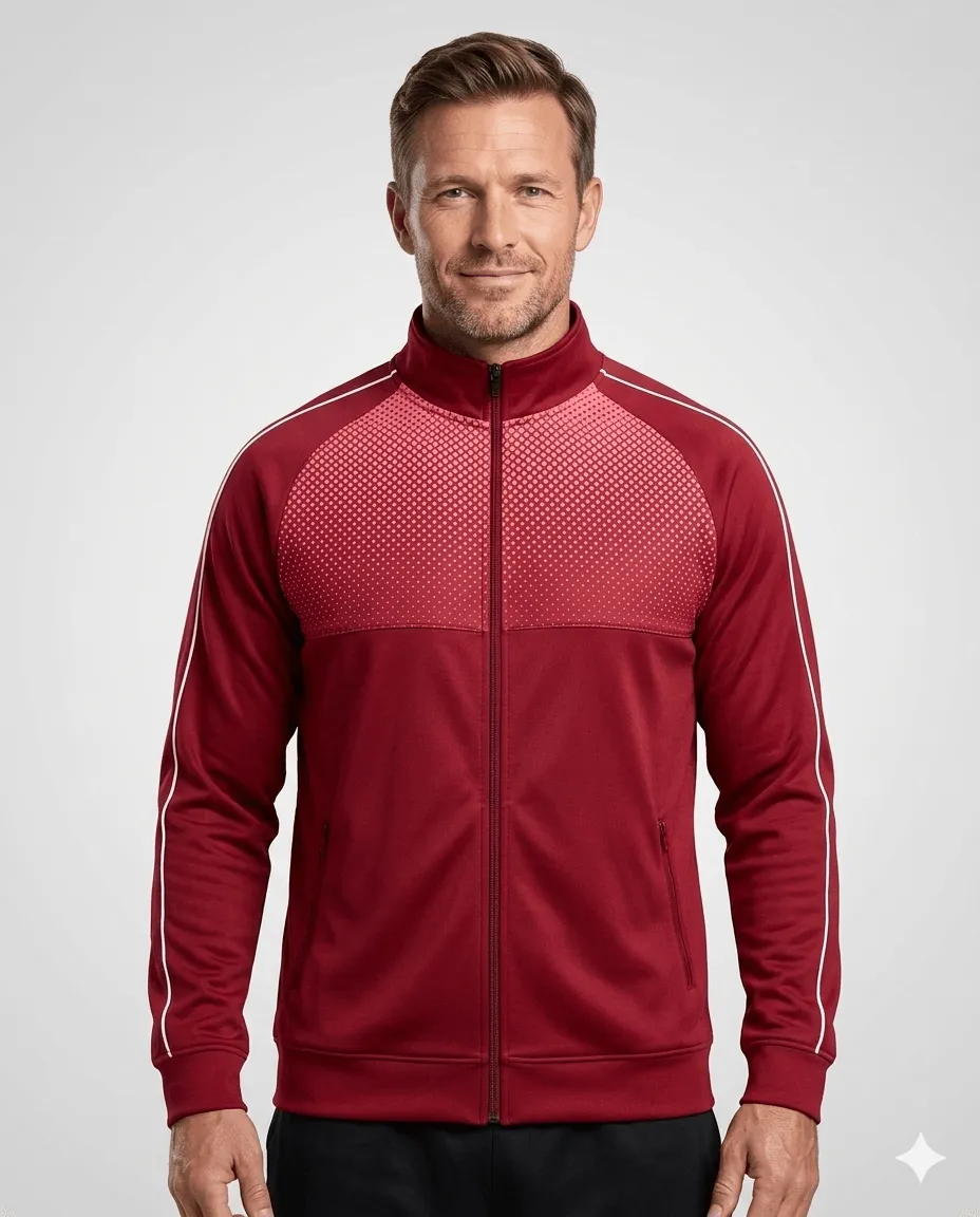 Maroon Full Zip Track Men Coach Jacket