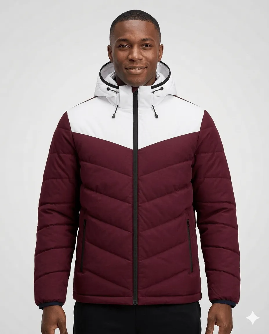 Maroon Padded Winter Men Coach Jacket