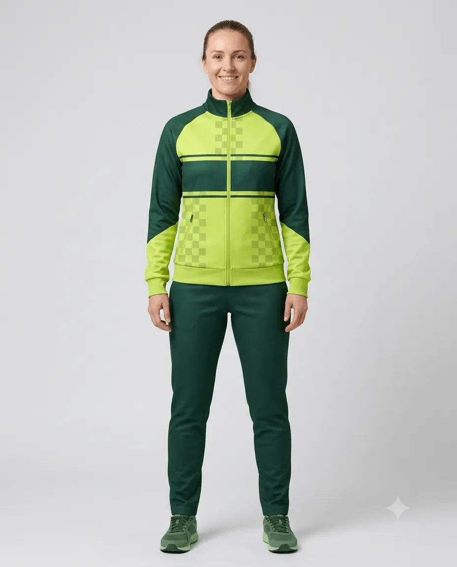Lime Check Women Coach Tracksuit Set