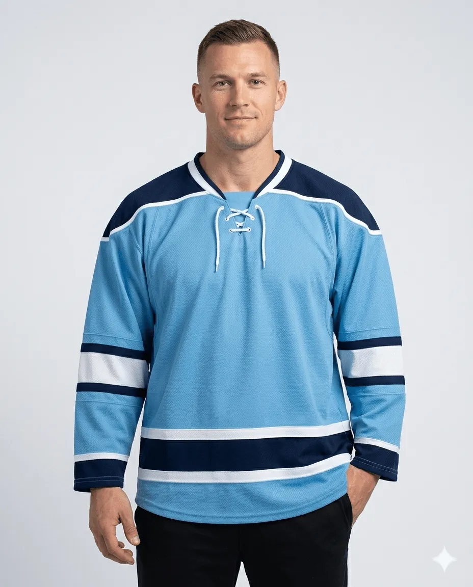 Blue-Navy Blue Hockey Jersey