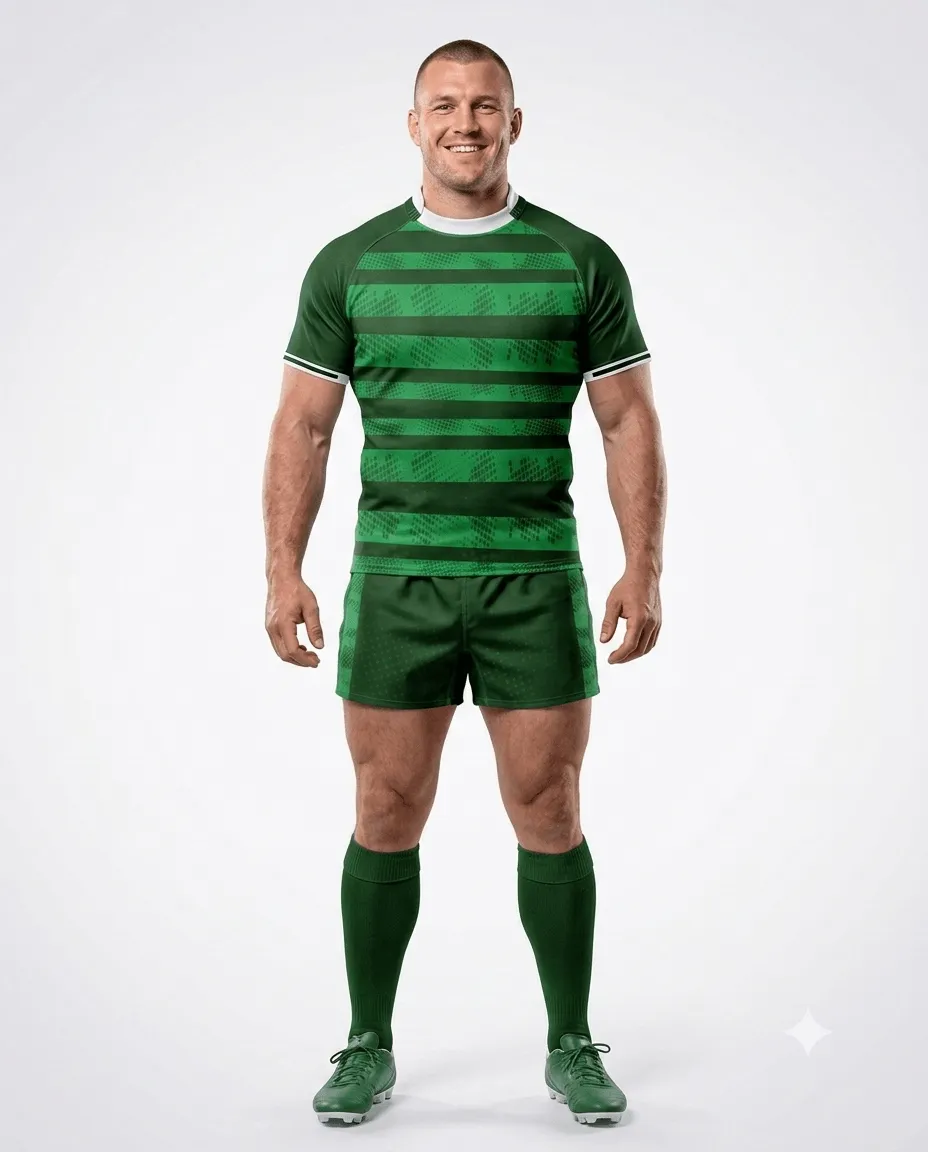 Men's Emerald Bands Rugby Game Uniform Set
