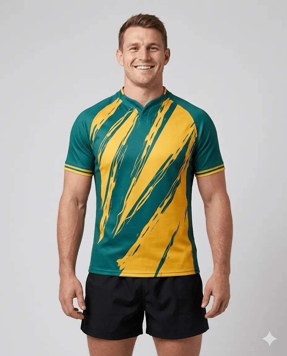 Men's Emerald Slash Rugby Game Uniform Set