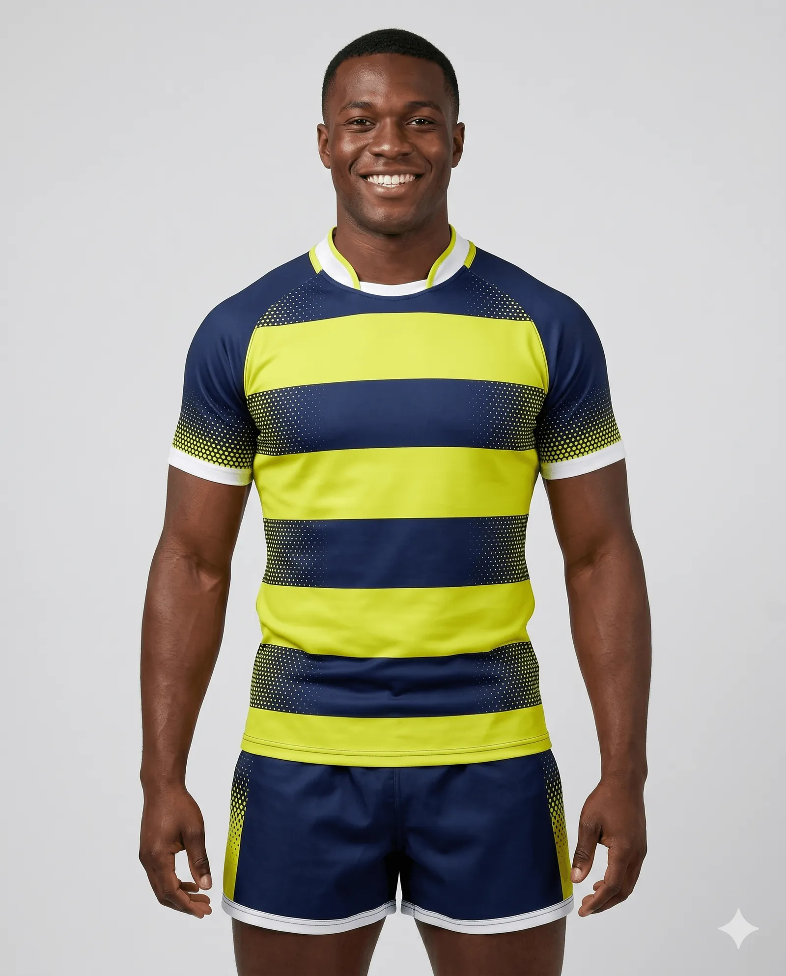 Men's Lime Stripe Rugby Game Uniform Set