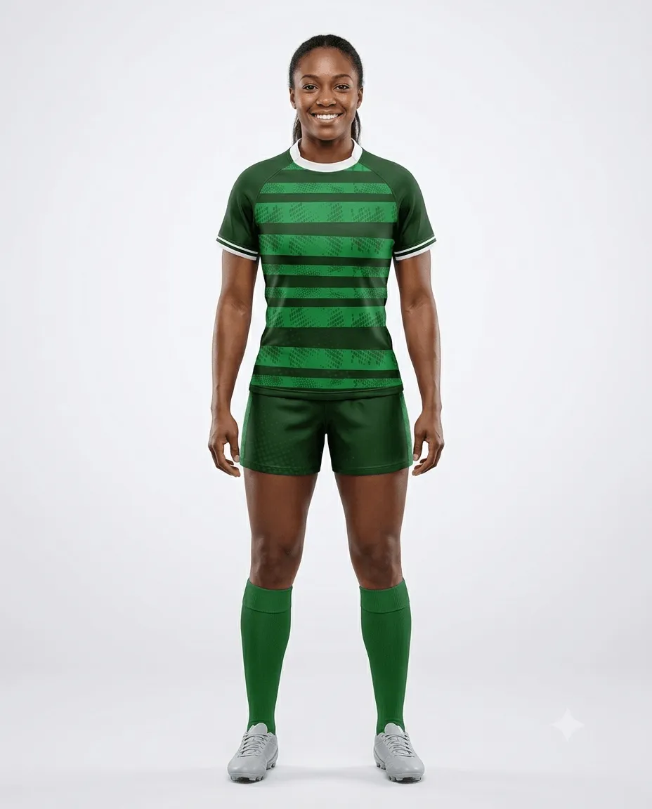 Women's Emerald Bands Rugby Game Uniform Set