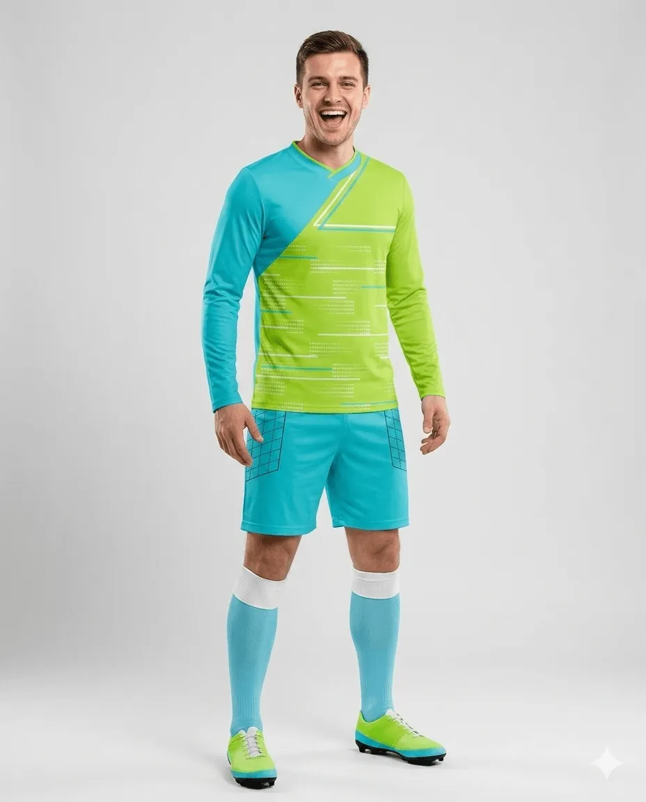 Electric Citrus Men Goalkeeper Kit (cyan_lime diagonal)
