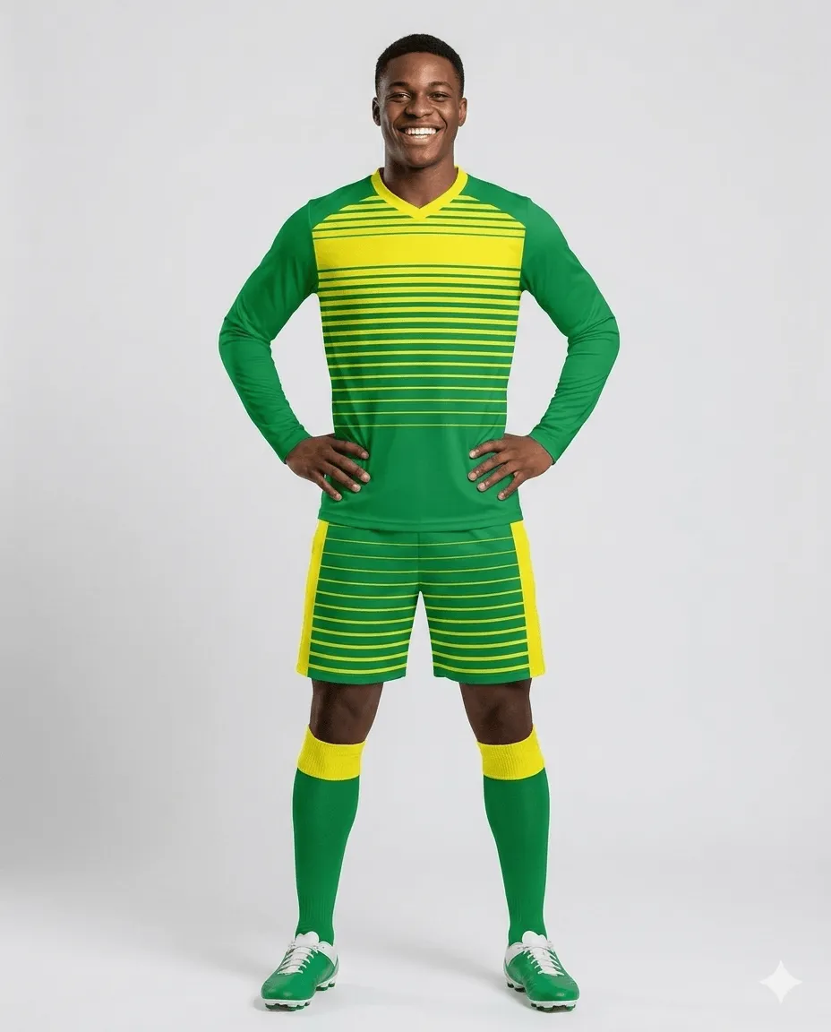 Forest Bolt Men Goalkeeper Kit (green_yellow stripes)