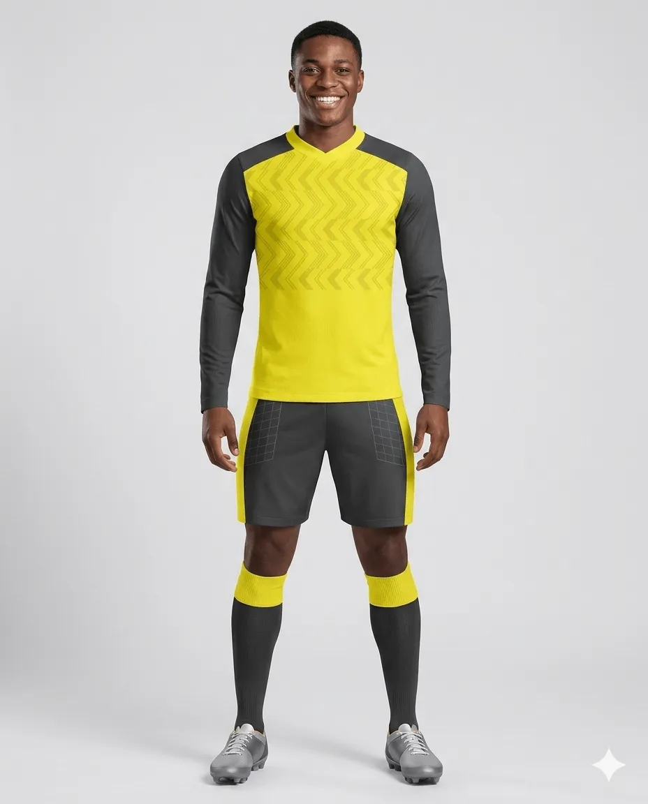 Lightning Yellow Men Goalkeeper Kit (yellow_black chevron)