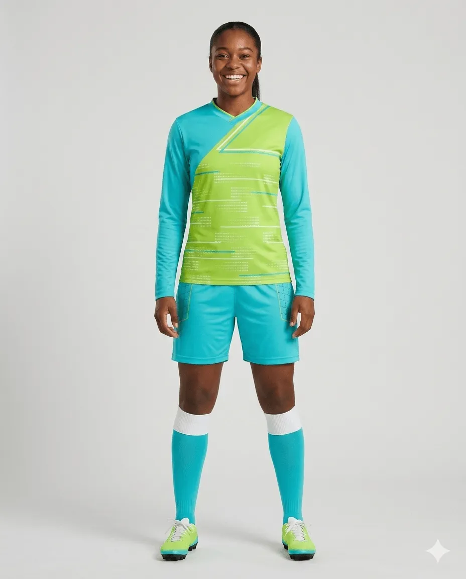 Electric Citrus Women Goalkeeper Kit (cyan_lime diagonal)