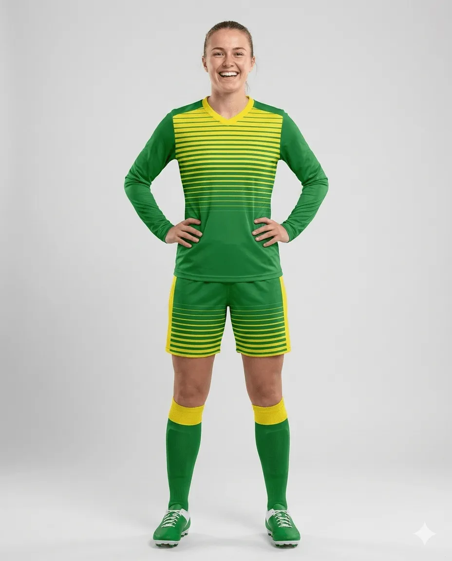 Forest Bolt Women Goalkeeper Kit (green_yellow stripes)