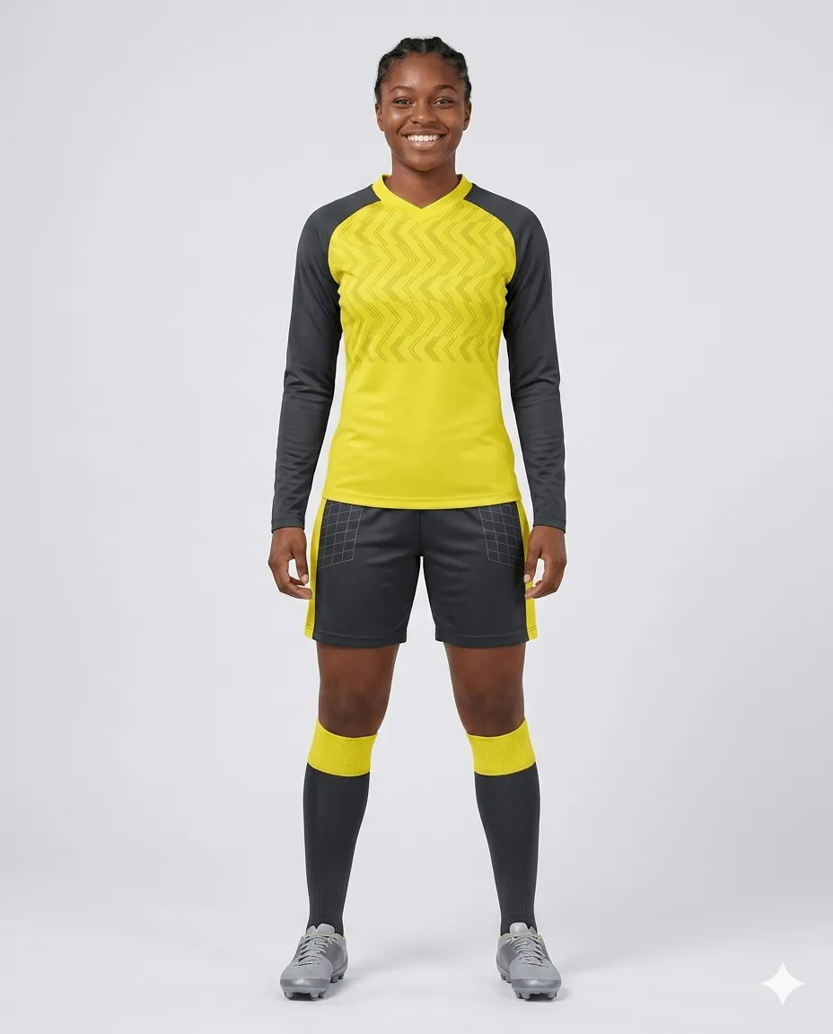 Lightning Yellow Women Goalkeeper Kit (yellow_black chevron)