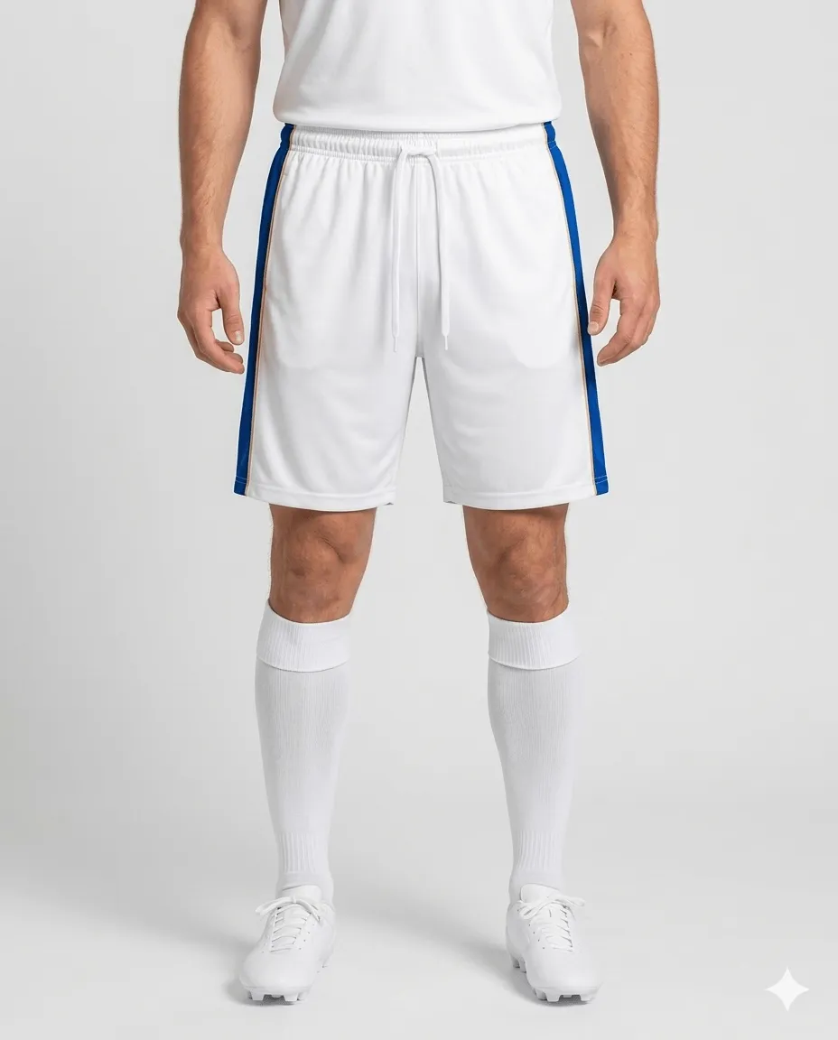 Mens Royal Stripe White Shorts