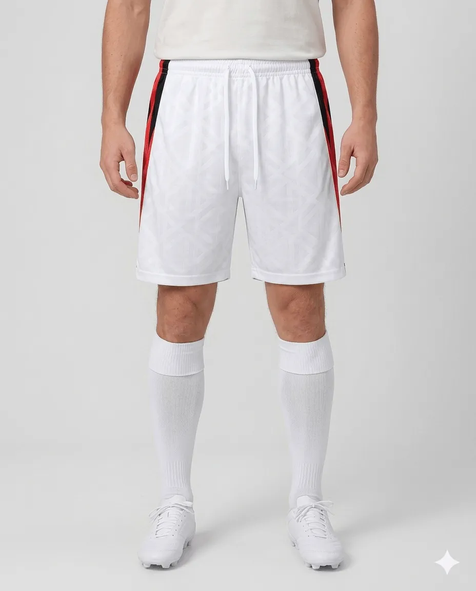 Mens White Flame Panel Shorts