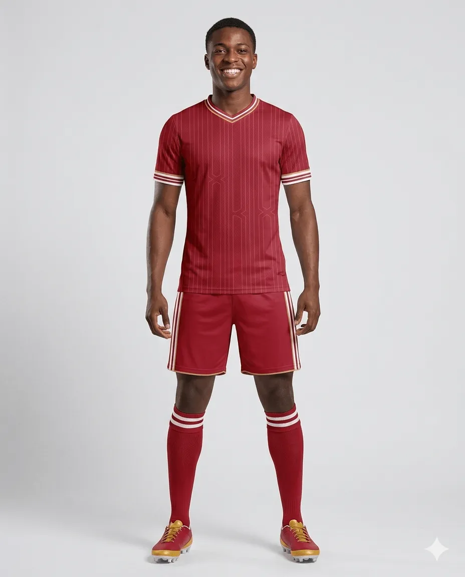 Ruby Pinstripe Men Soccer Uniform