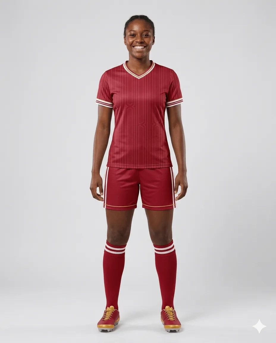 Ruby Pinstripe Women Soccer Uniform