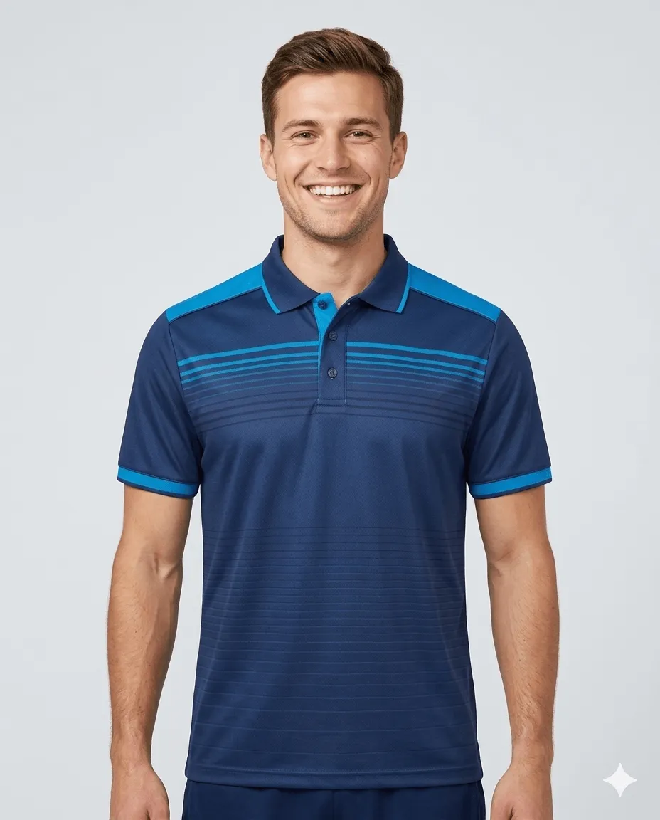Men's Midnight Court Polo (navy_blue pinstripe polo)