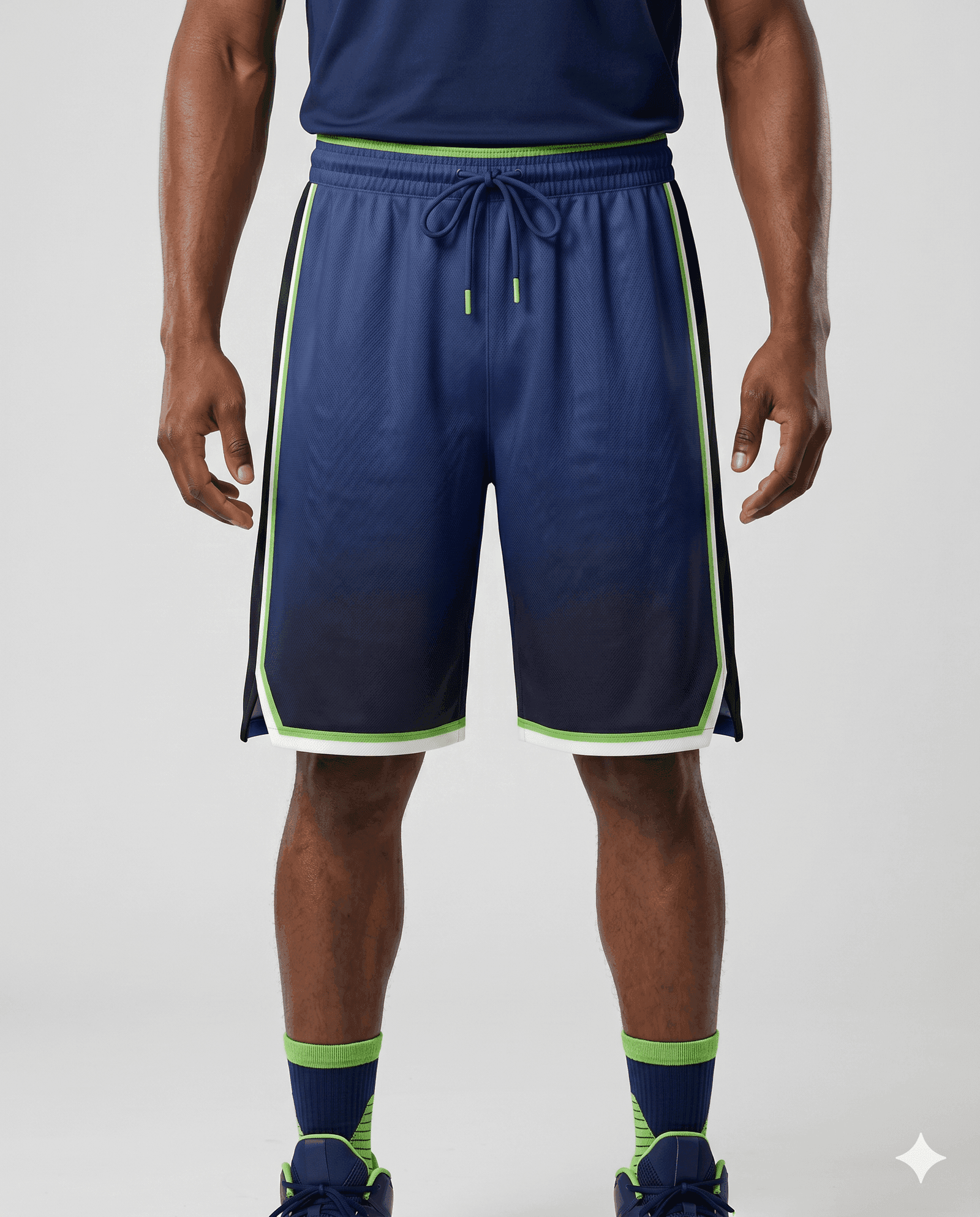 Men's Navy Green Basketball Shorts