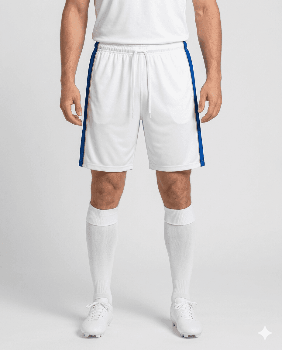 Mens Royal Stripe White Shorts