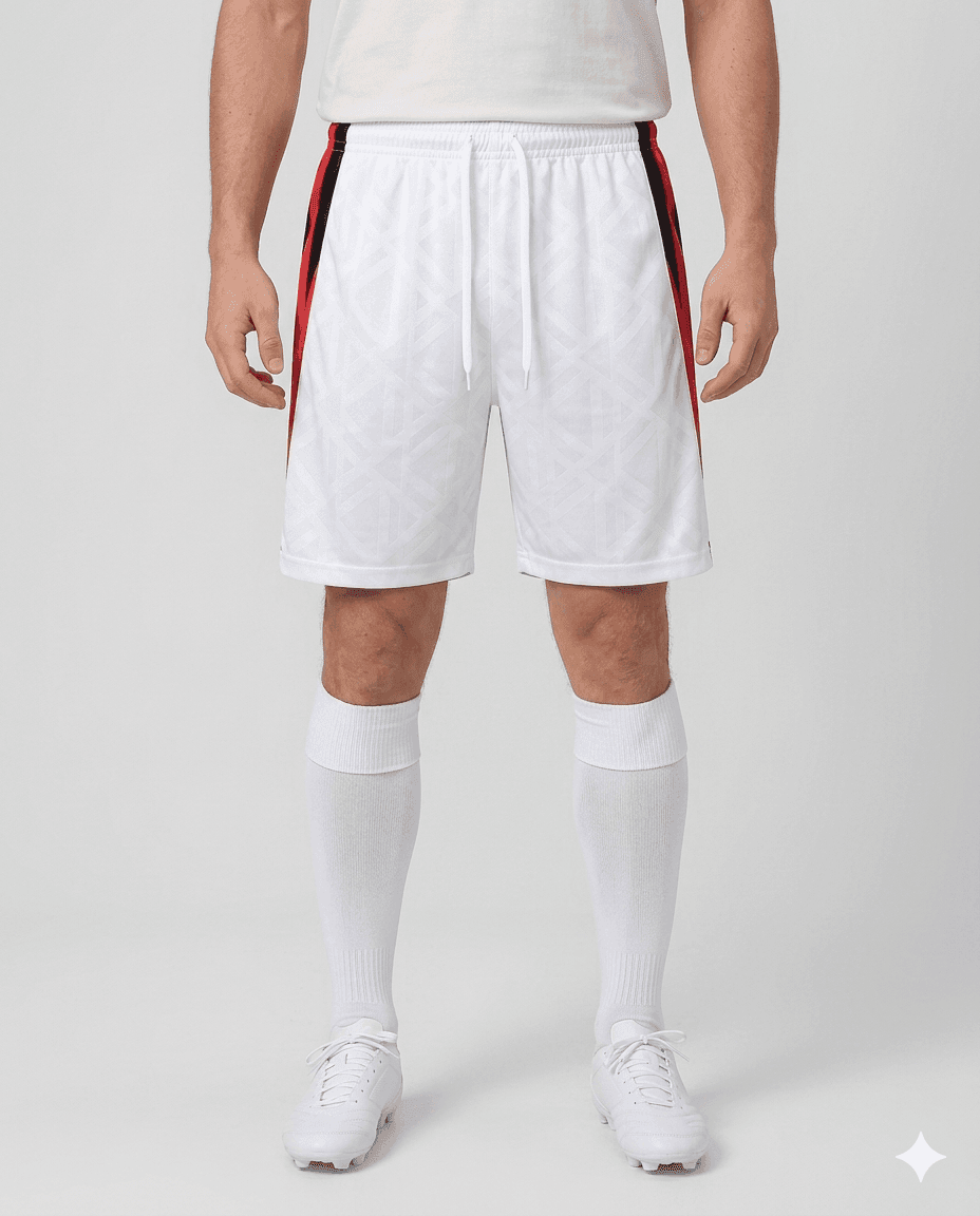 Mens White Flame Panel Shorts