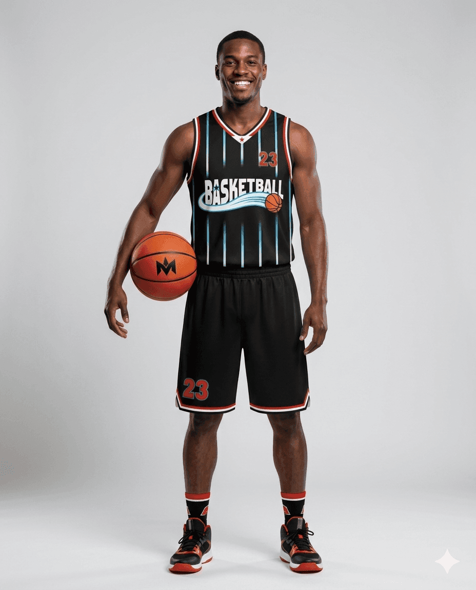 Basketball Men's Black Neon Pinstripe Basketball Set