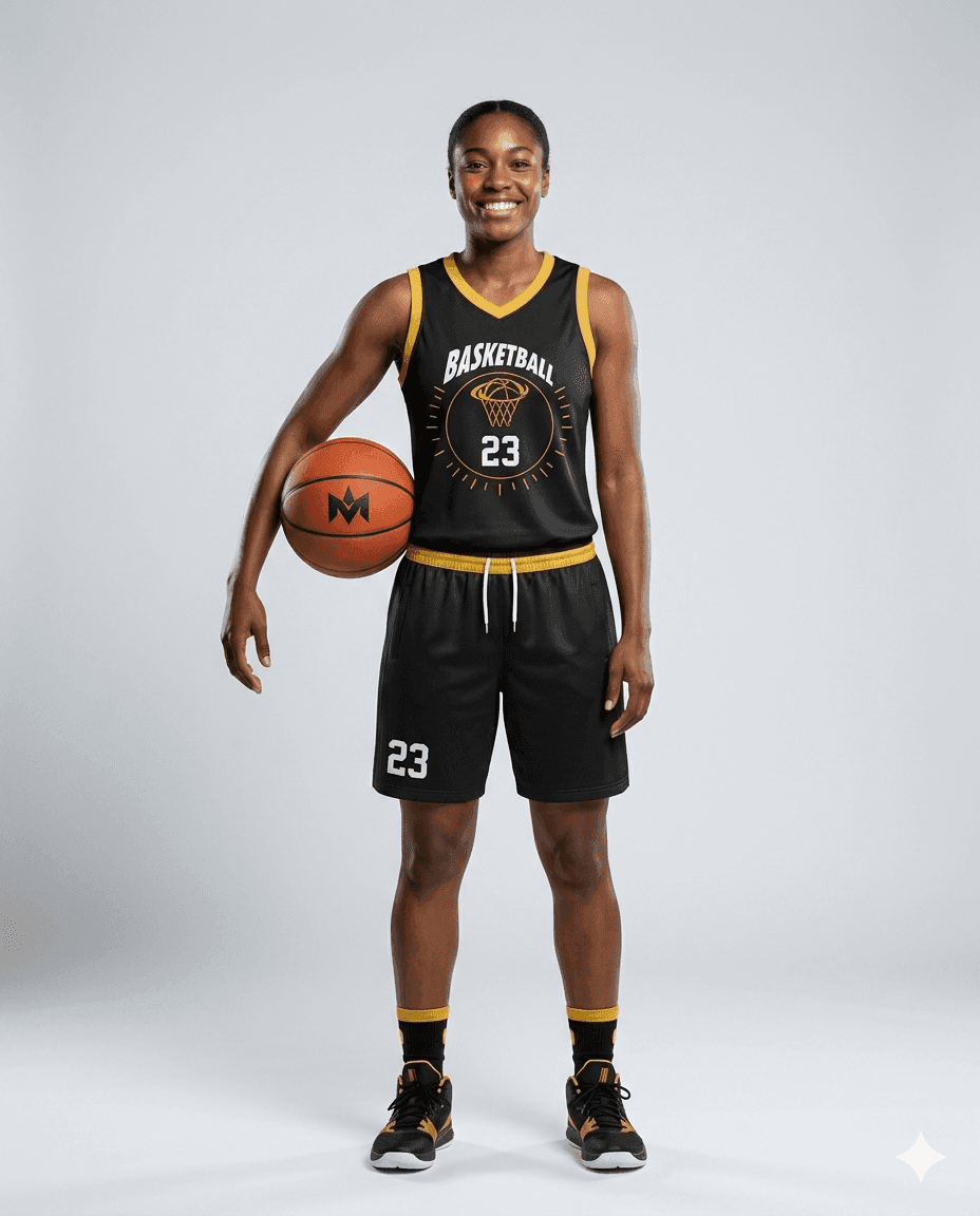Basketball Women's Black Golden Hoop Basketball Set
