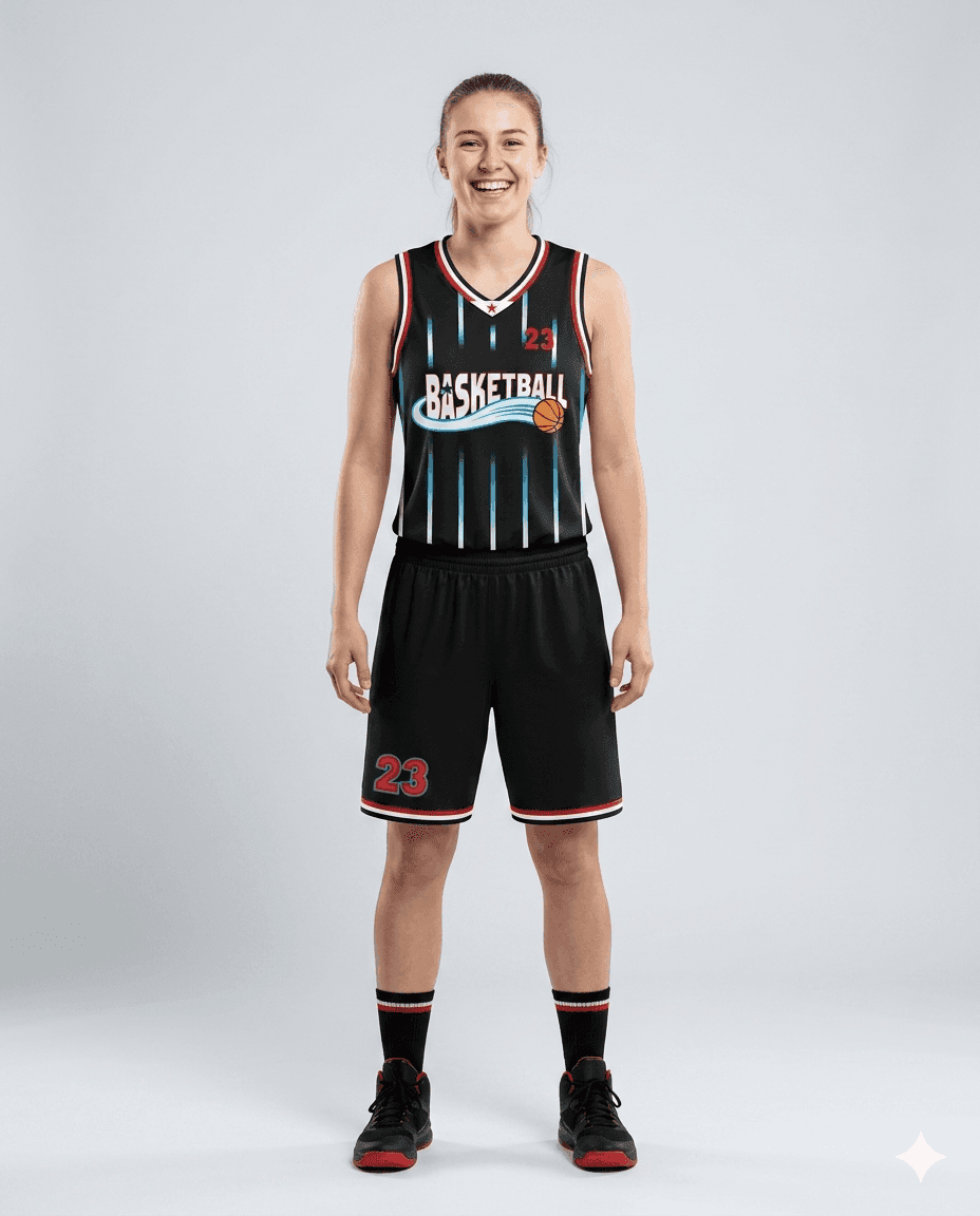 Basketball Women's Black Neon Pinstripe Basketball Set