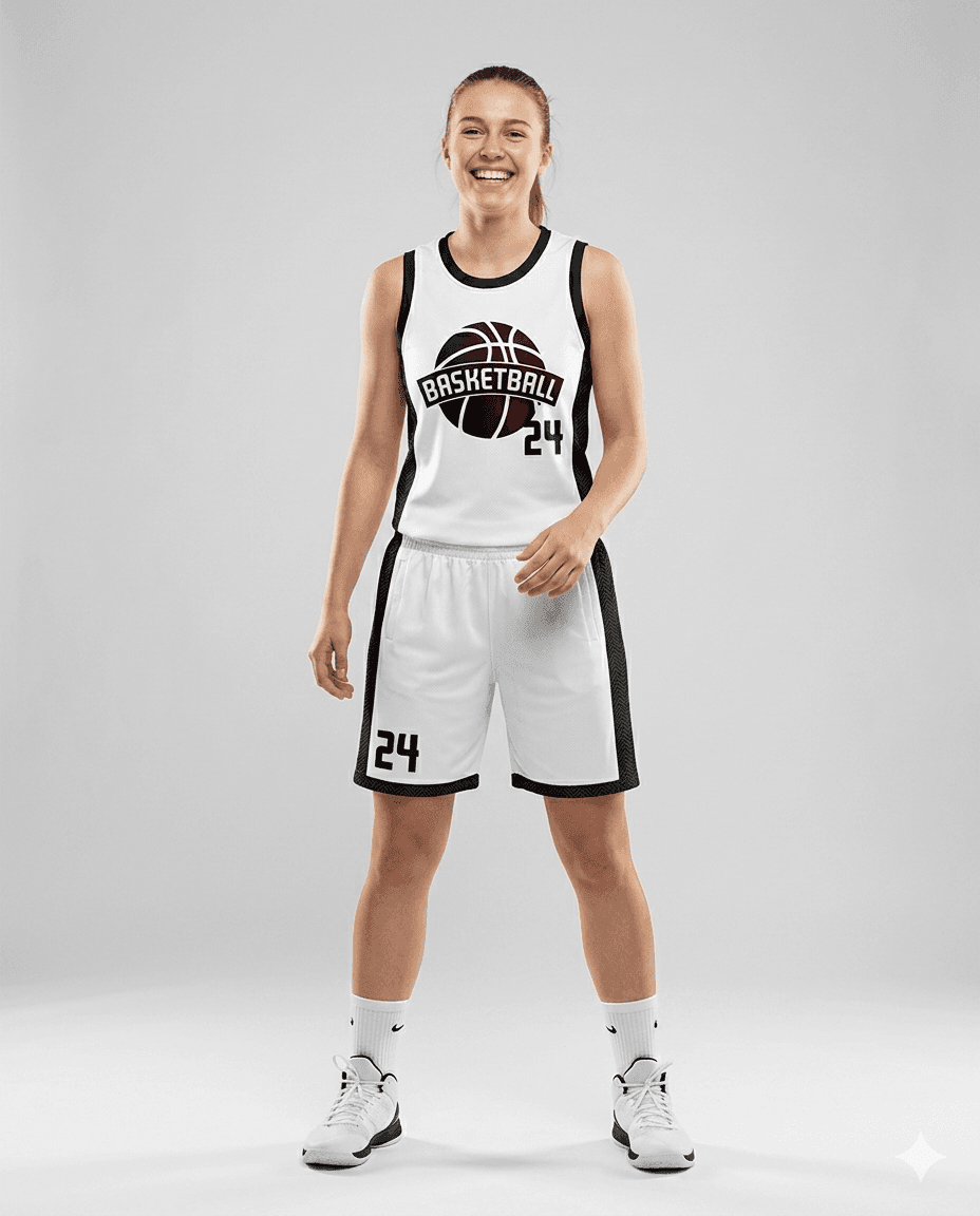 Basketball Women's White Classic Court Basketball Set