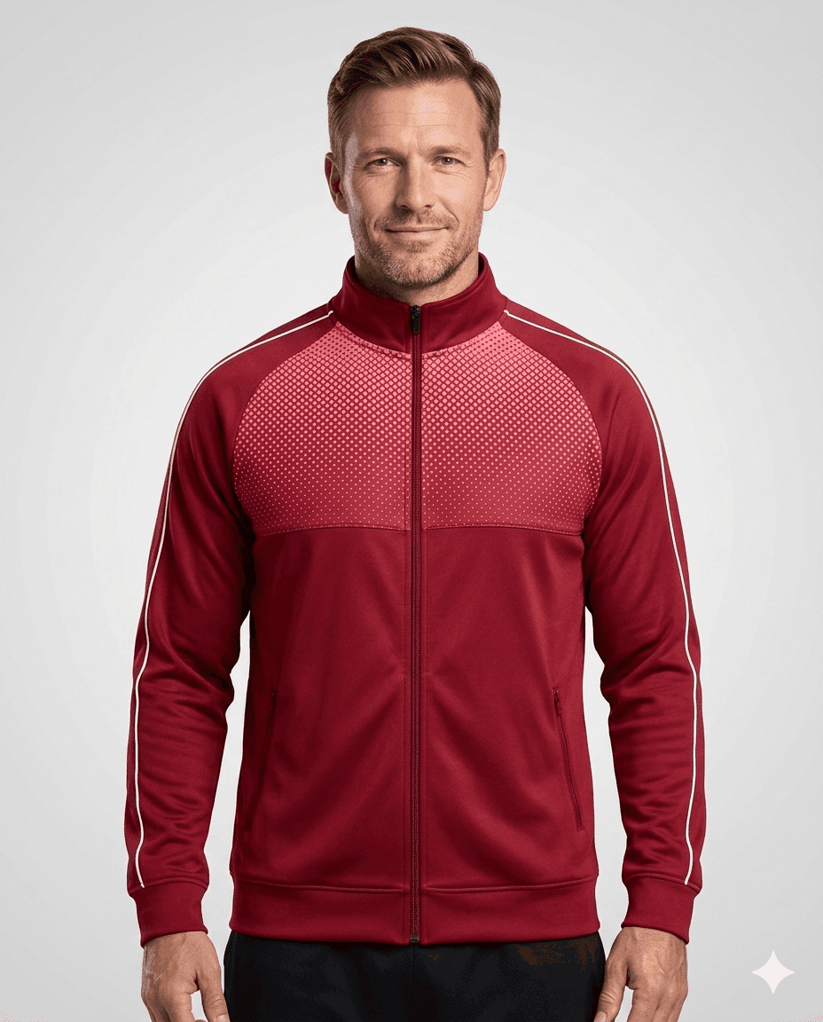 Coach Gear Maroon Full Zip Track Men Coach Jacket