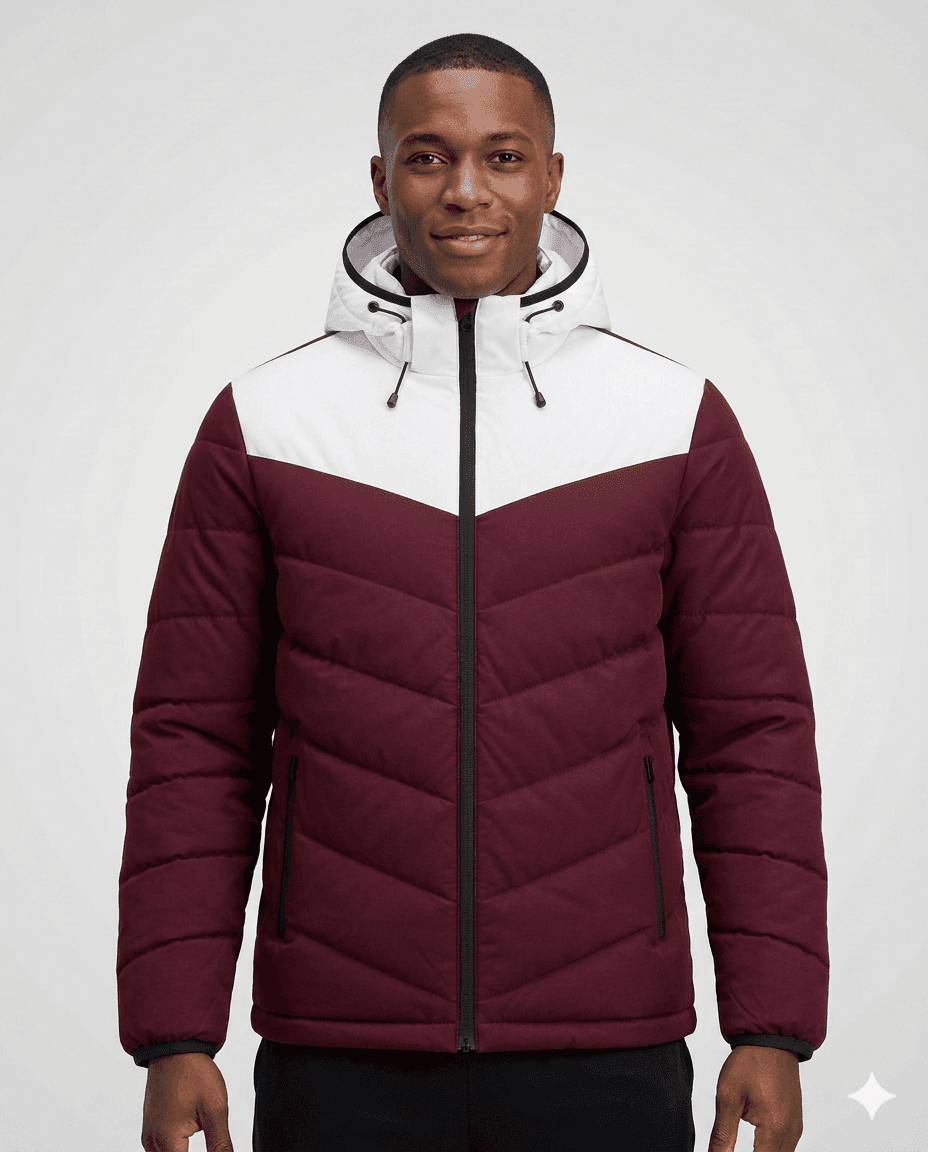 Coach Gear Maroon Padded Winter Men Coach Jacket