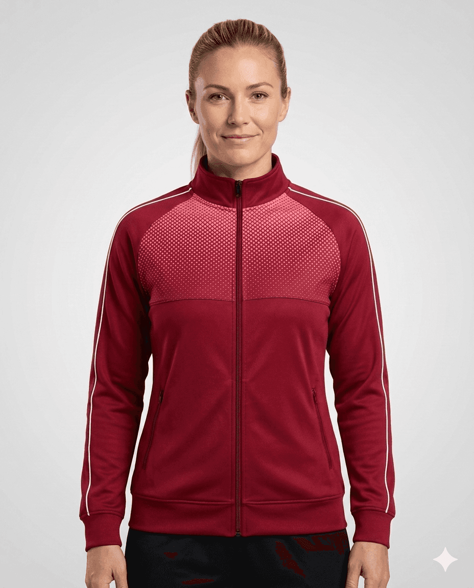 Coach Gear Maroon Full Zip Track Women Coach Jacket