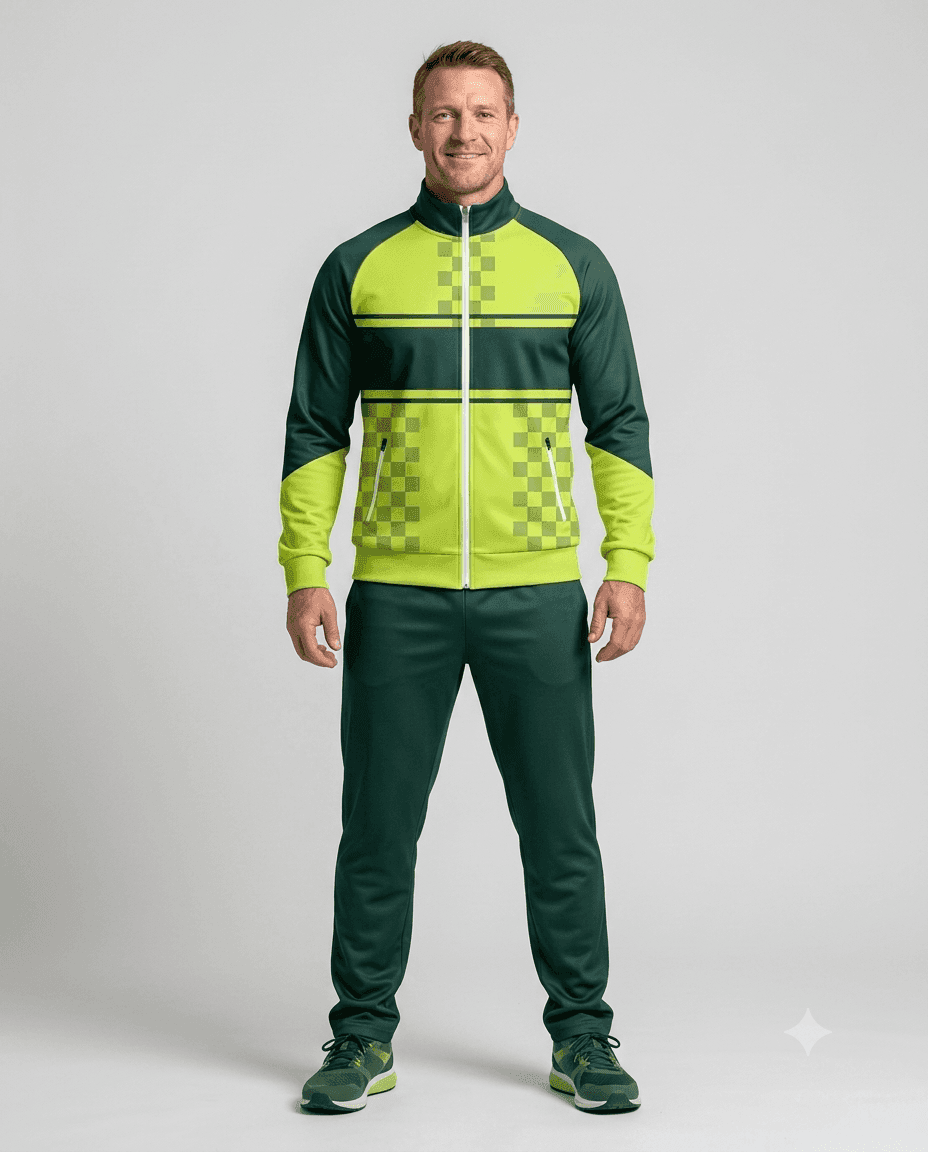 Coach Gear Lime Check Men Coach Tracksuit Set