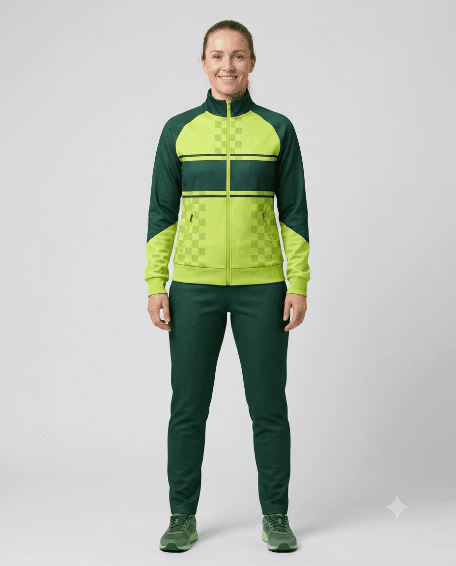 Coach Gear Lime Check Women Coach Tracksuit Set