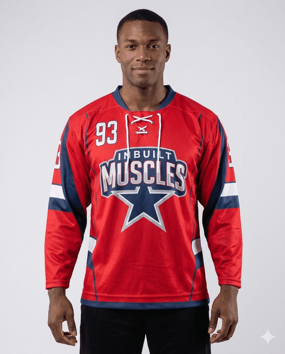 Hockey Red Lace-up Collar Hockey Jersey